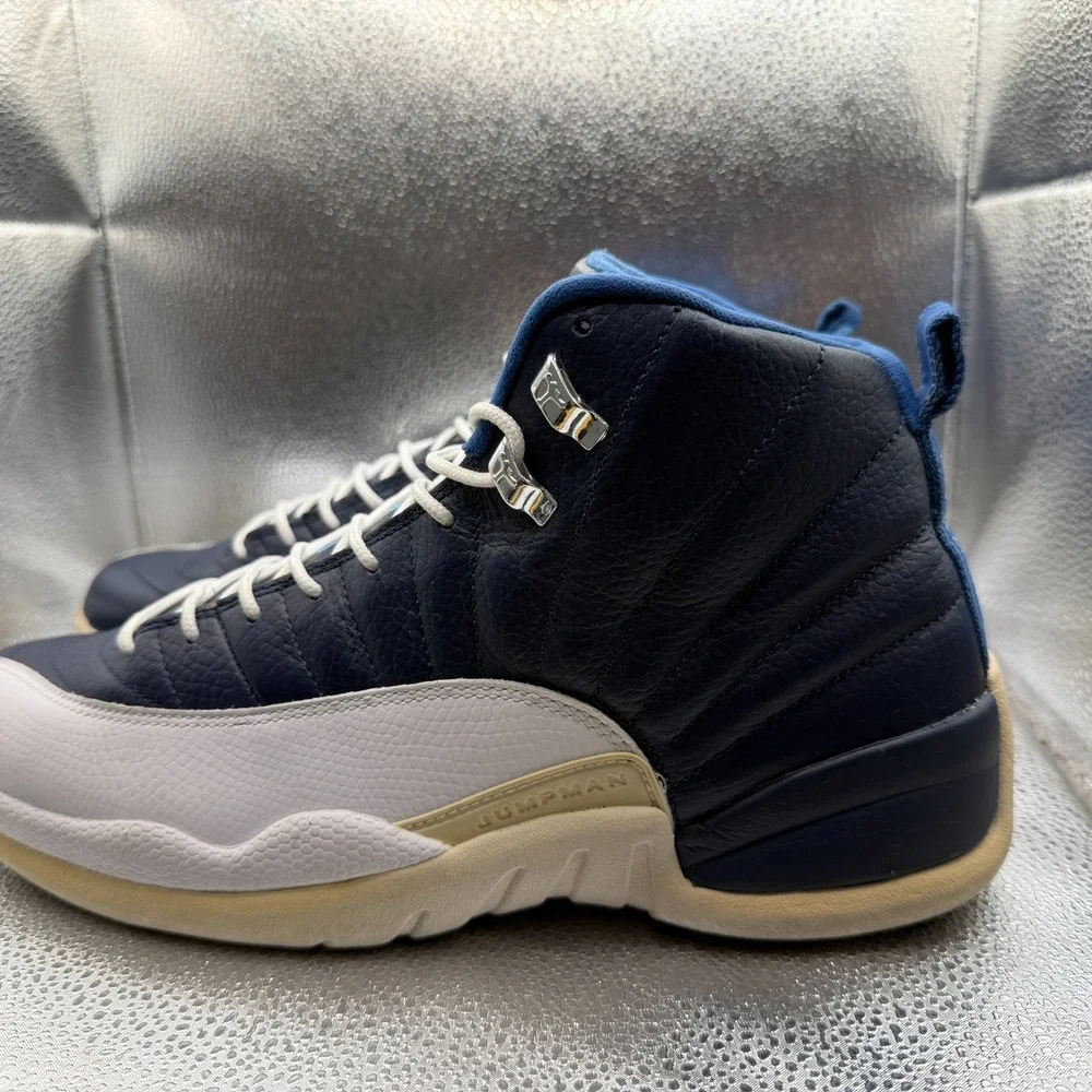 Size 11 Air‎ Jordan 12 Retro Obsidian Navy White Mens Sneaker Shoes 130690-410
